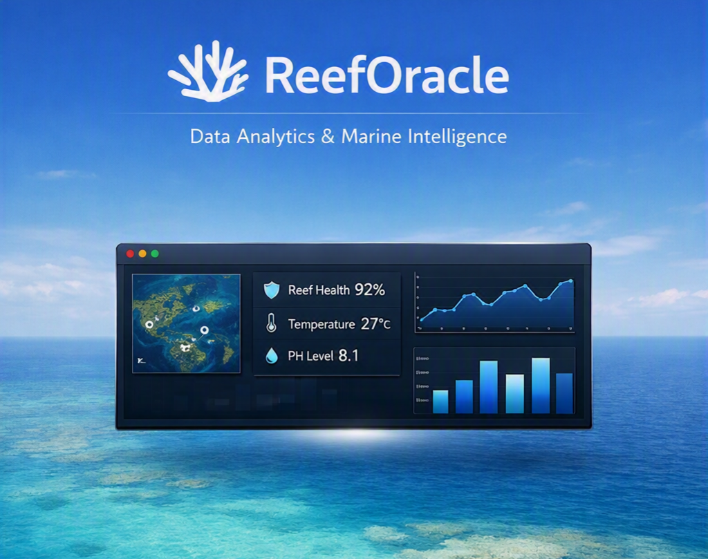 ReefOracle tile preview showing marine analytics charts